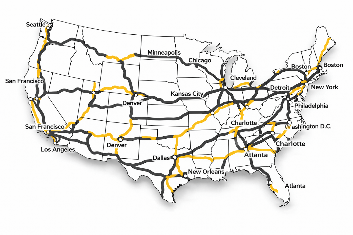 Nationwide Shipping Lanes Map - RZ Logistics